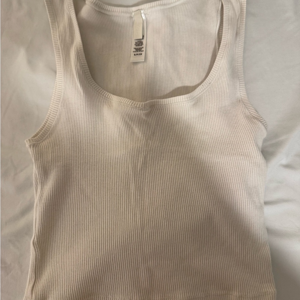 SKIMS Classic White Ribbed Tank Top